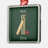 Ornement Carré Argenté Cricket modifiable avec billet (Gauche)