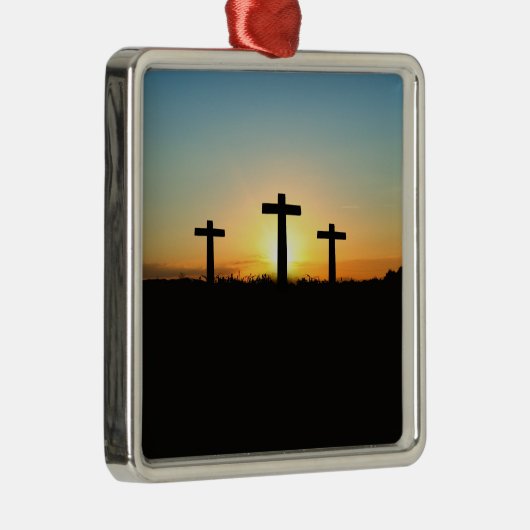 Ornement Carré Argenté Croix chrétienne (Droite)