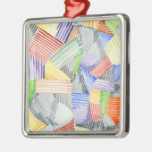 Ornement Carré Argenté Crosshatch Quilt I (Gauche)