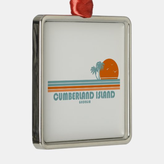 Ornement Carré Argenté Cumberland Island Géorgie Palmiers Soleil (Droite)