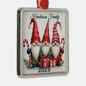 Ornement Carré Argenté Custom Gnome Family Of Three (Droite)