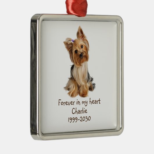 Ornement Carré Argenté Custom Photo Memorial Keepsake Pet Dog   (Droite)