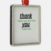 Ornement Carré Argenté Custom Text & Upload Your Photo Personalized (Droite)