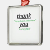 Ornement Carré Argenté Custom Text & Upload Your Photo Personalized (Gauche)