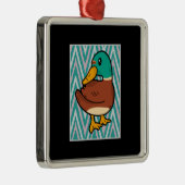 Ornement Carré Argenté Cute Canard (Droite)