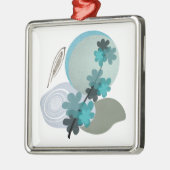 Ornement Carré Argenté Cyan Boho (Gauche)