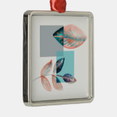 Ornement Carré Argenté Cyan Red Leaf (Droite)