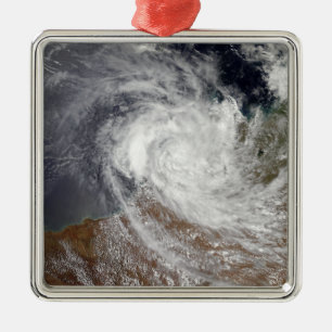 Ornement Carré Argenté Cyclone tropical Billy au-dessus de l'Australie