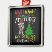 Ornement Carré Argenté Dachshund Chien drôle (Gauche)