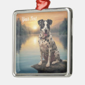 Ornement Carré Argenté Dalmatien par lac (Gauche)