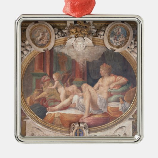 Ornement Carré Argenté Danae recevant la douche de l'or (Devant)