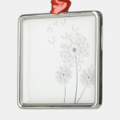 Ornement Carré Argenté Dandelion pure florale moderne (Gauche)
