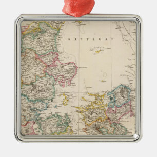 Ornement Carré Argenté Danemark avec carte d'entrée de l'Islande