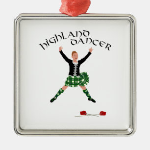 Ornement Carré Argenté Danseur à l'épée écossais - Ghillie Callum