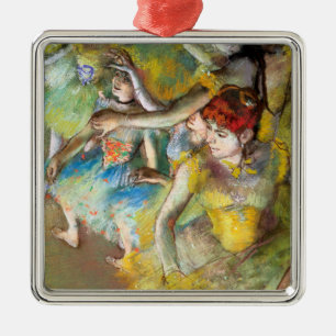 Ornement Carré Argenté Danseurs de ballet sur scène par Degas
