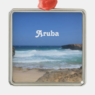 Ornement Carré Argenté De superbes vagues s'écrasent à Aruba