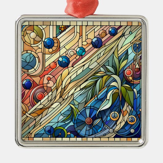 Ornement Carré Argenté Déco Art Déco (Devant)