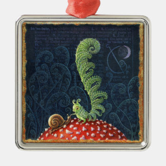 Ornement Carré Argenté Décor cottagecore, Involute. L'art des champignons