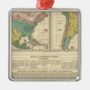Ornement Carré Argenté Découverte européenne de carte d'atlas de