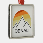 Ornement Carré Argenté Denali Alaska Retro (Droite)