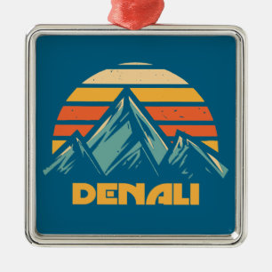 Ornement Carré Argenté Denali Alaska Rétro Turquoise