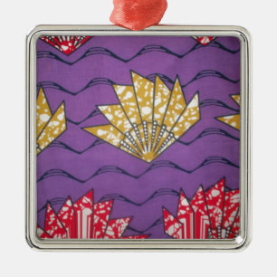 Ornement Carré Argenté Dernière Afrique Wavy Traditionnelle Mode Art Moti