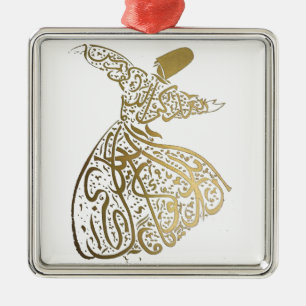 Ornement Carré Argenté Derviche de tourbillonnement de Sufi