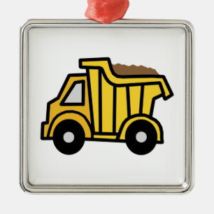 Ornement Carré Argenté Dessin animé clip art avec un camion à benne de co