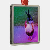 Ornement Carré Argenté Deux coqs (Droite)