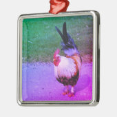 Ornement Carré Argenté Deux coqs (Gauche)