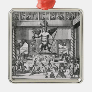 Ornement Carré Argenté Dieu mexicain Huitzilopochtli