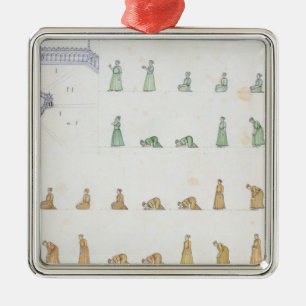 Ornement Carré Argenté Différentes positions du corps pendant la prière