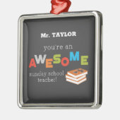 Ornement Carré Argenté Dimanche Jour d'appréciation de l'enseignant de l' (Gauche)