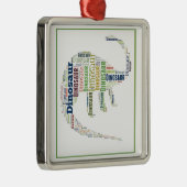 Ornement Carré Argenté Dinosaur Word Art (Droite)