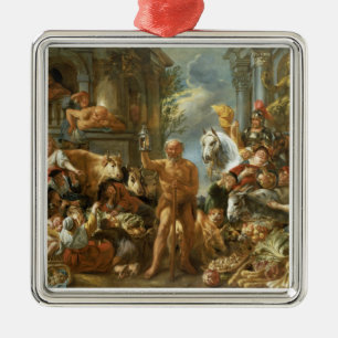 Ornement Carré Argenté Diogène recherchant un homme honnête, c.1650-55