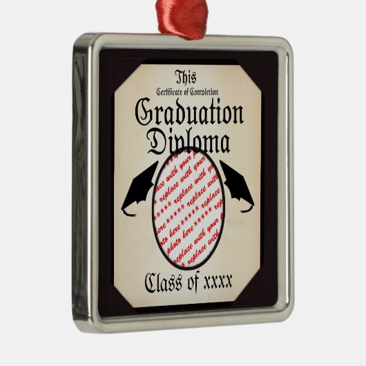 Ornement Carré Argenté Diplôme de Diplôme de Diplôme Cadre photo (Droite)