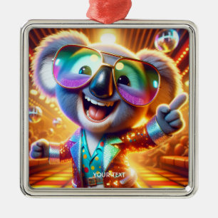 Ornement Carré Argenté Discothèque dansante Imaginaire Cute Koala