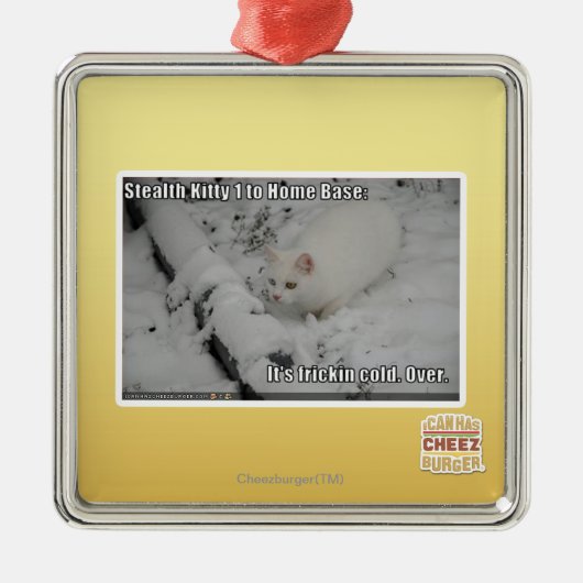 Ornement Carré Argenté Discrétion Kitty 1 (Devant)