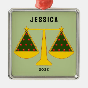 Ornement Carré Argenté Don de l'avocat Holiday