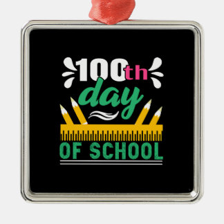 Ornement Carré Argenté Don de l'enseignant | 100ème Jour D'École