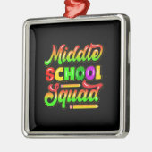 Ornement Carré Argenté Don de l'enseignant | Équipe du collège (Gauche)