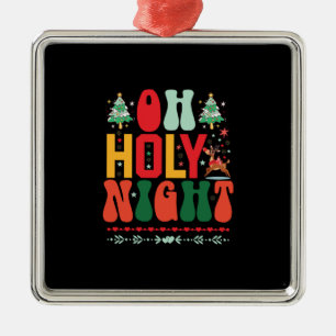 Ornement Carré Argenté Don de Noël Oh Soirée Sainte
