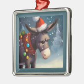 Ornement Carré Argenté Donkey de Noël 2 (Gauche)