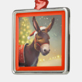Ornement Carré Argenté Donkey de Noël 4 (Gauche)