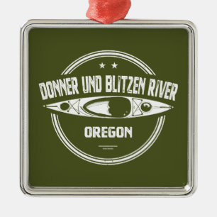 Ornement Carré Argenté Donner und Blitzen River Oregon Kayaking