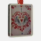 Ornement Carré Argenté Doves & Hearts — Pennsylvanie Dutch (Droite)