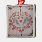 Ornement Carré Argenté Doves & Hearts — Pennsylvanie Dutch (Gauche)