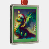 Ornement Carré Argenté Dragon de Noël 3 (Droite)