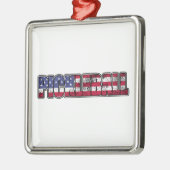 Ornement Carré Argenté Drapeau américain de Pickleball (Gauche)