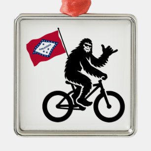 Ornement Carré Argenté Drapeau Bigfoot Cycling Arkansas